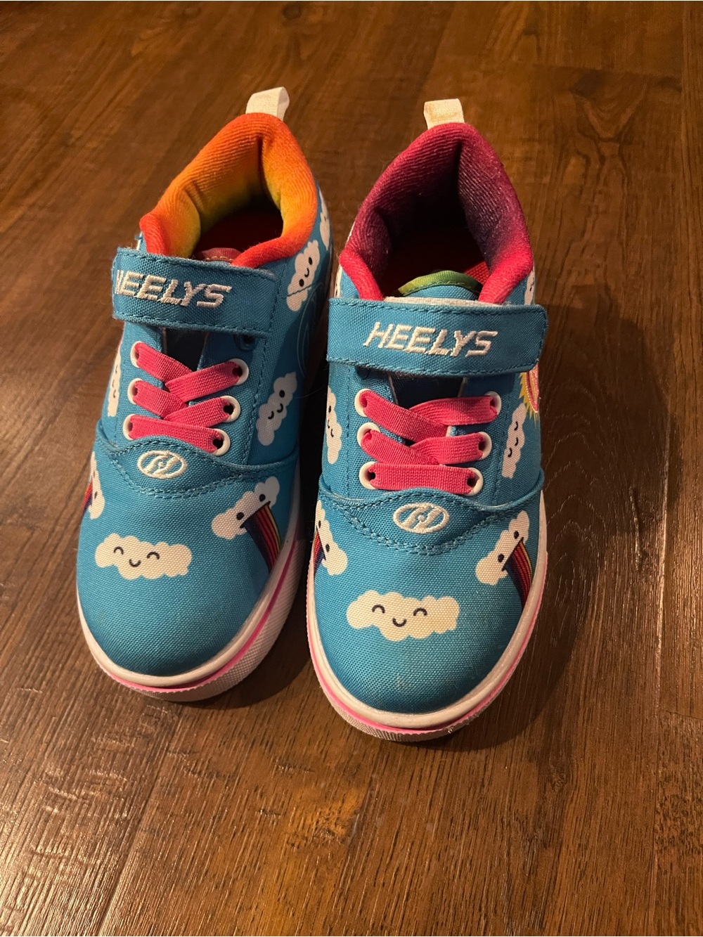Kids Heelys Roller Skate Sneakers Blue, Cloud & Rainbow